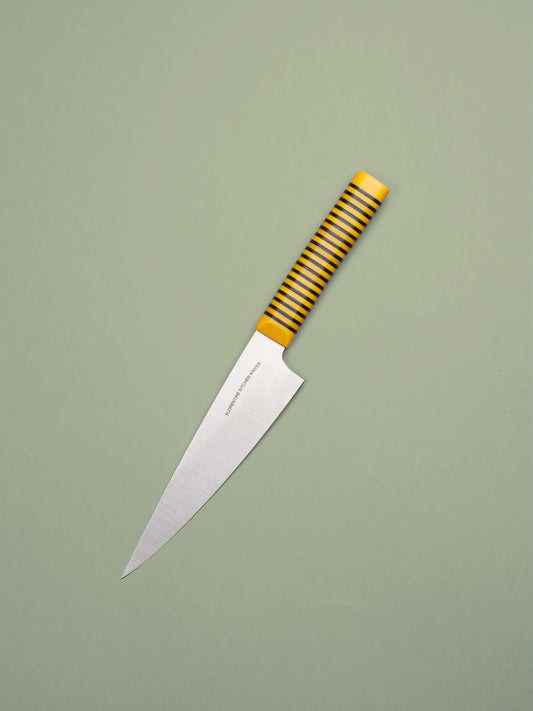 This nimble knife sits between chef and paring. It's ideal for slicing, trimming, and precise prep. Balanced and sharp, Handcrafted in Barcelona.