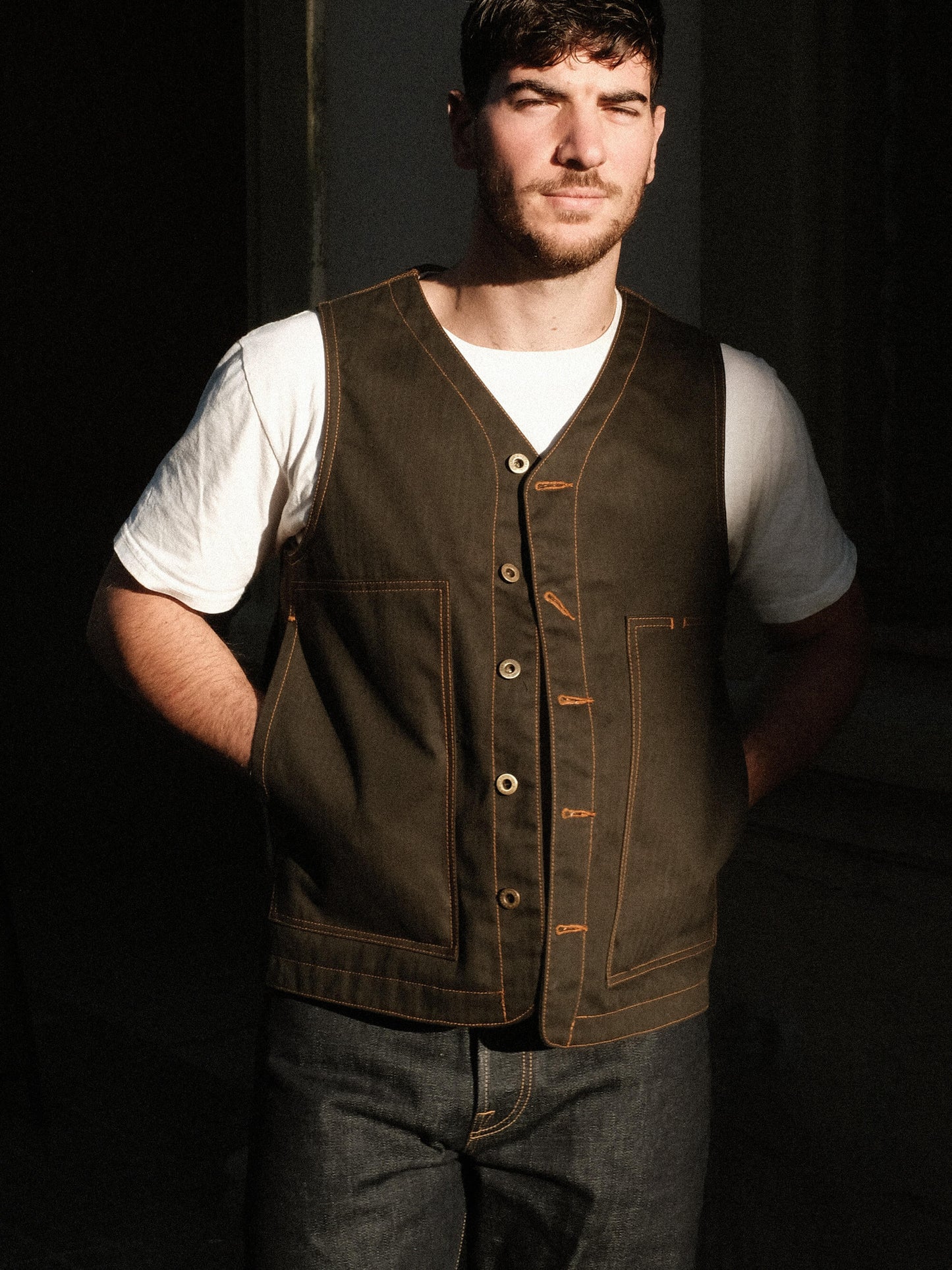 The Maker's Vest (Green/Mustard)