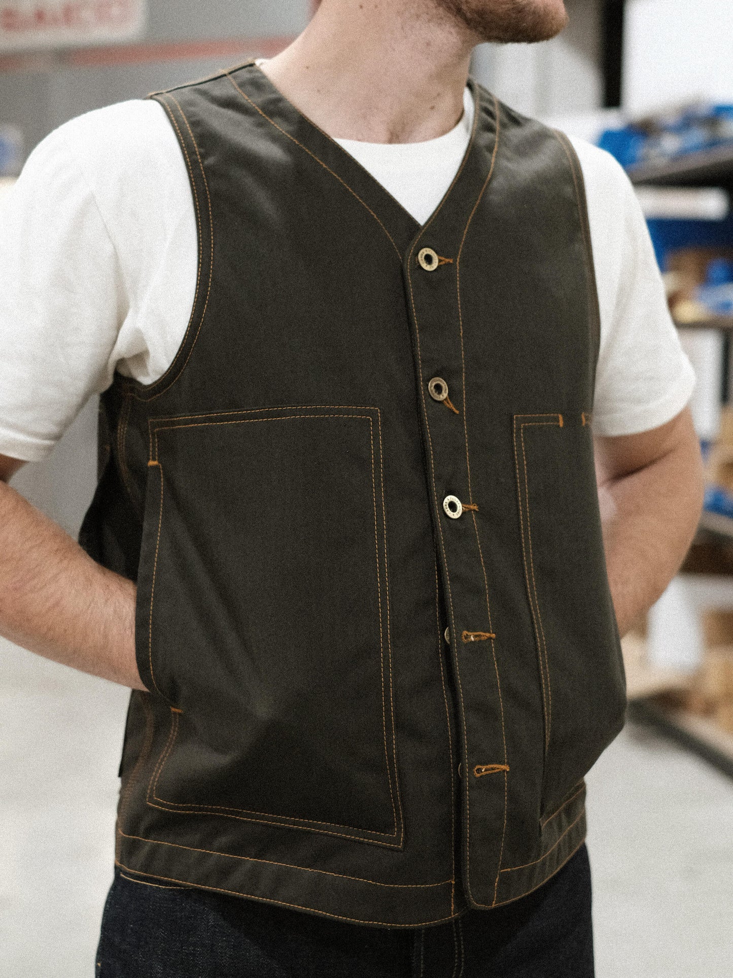 The Maker's Vest (Green/Mustard)