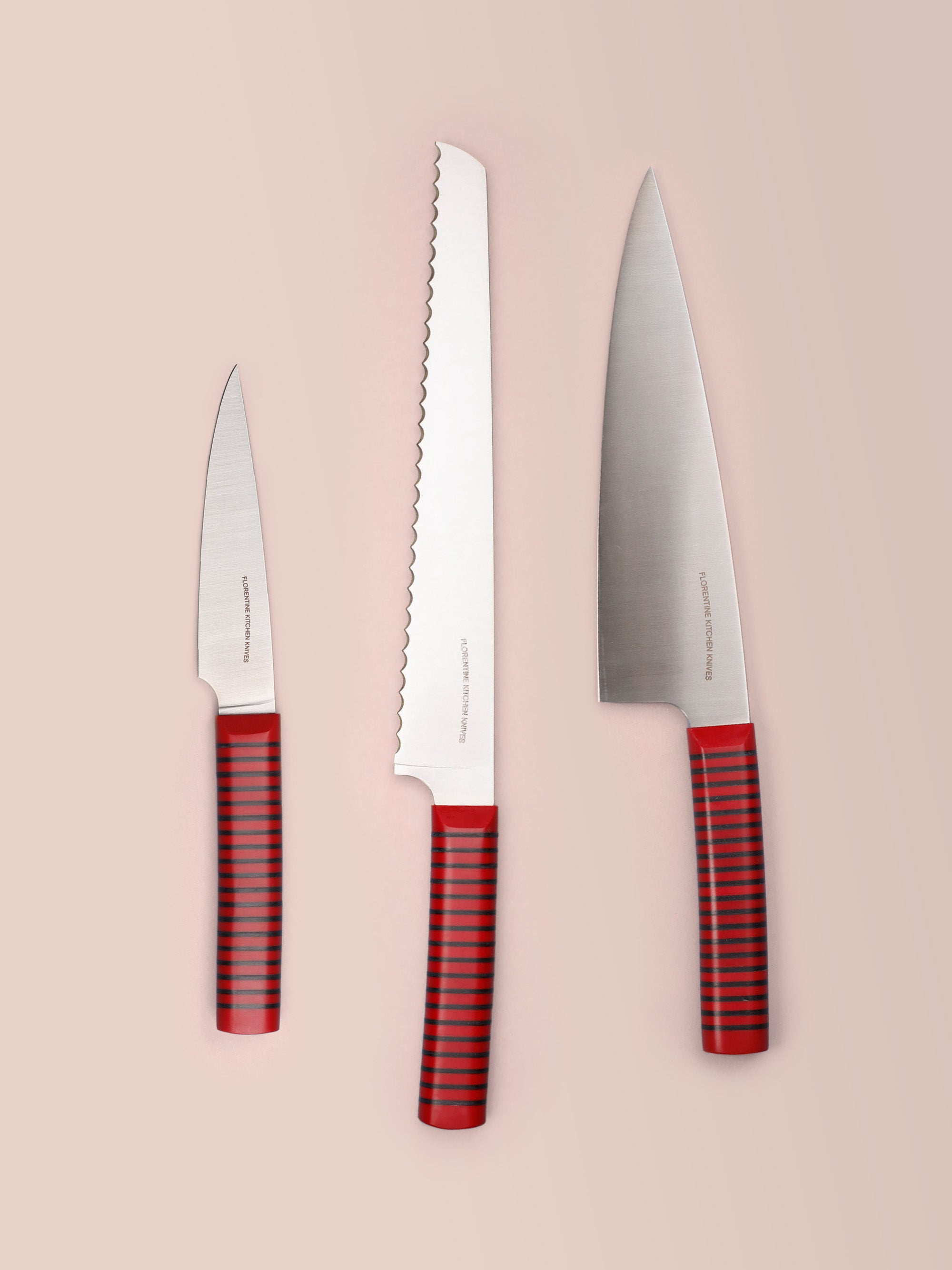 The Essential Set (Black/Red) – Florentine Kitchen Knives